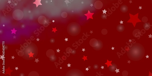Light Red vector background with circles, stars. Abstract design in gradient style with bubbles, stars. Texture for window blinds, curtains.