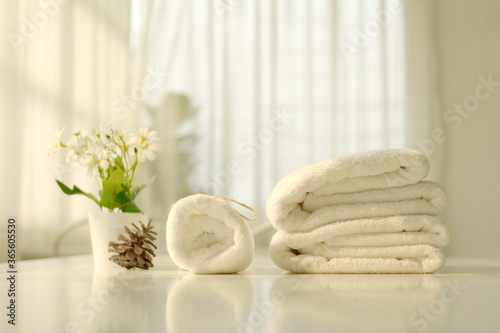 white towel and a towel