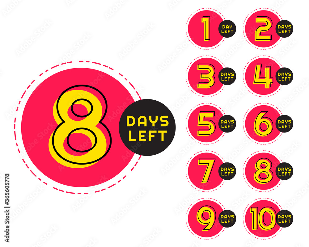 number of days left counter in circular memphis style Stock Vector | Adobe  Stock