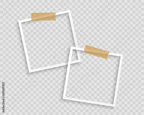 photo frames with tape on transparent background