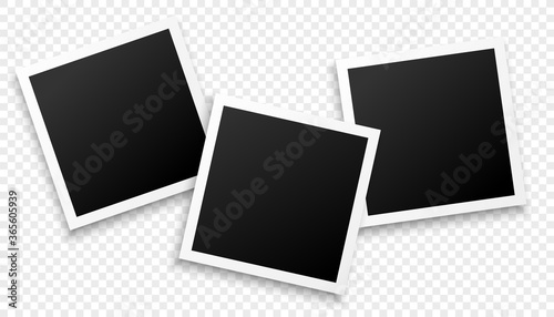 three photo frames on transparent background design