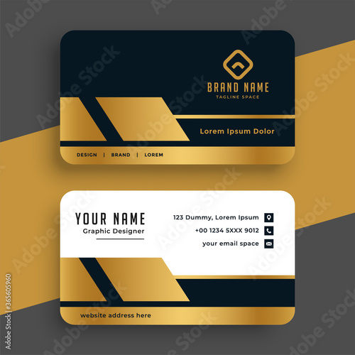 geometric golden premium business card design template