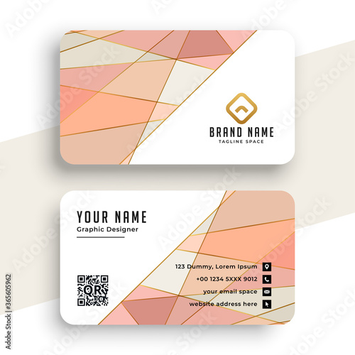elegant pastel color low poly business card design
