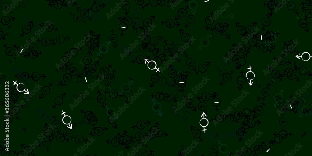 Light Green vector pattern with feminism elements.