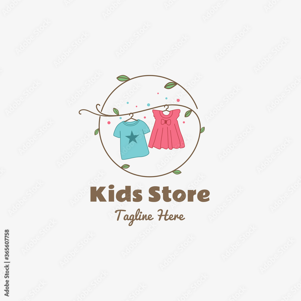 kids store clothing hanging from the branch logo vector Stock Vector ...