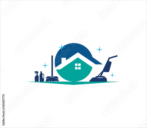 housekeeping and cleaning service vector logo design