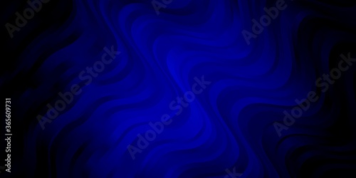Dark BLUE vector background with wry lines. Colorful geometric sample with gradient curves. Pattern for booklets, leaflets.