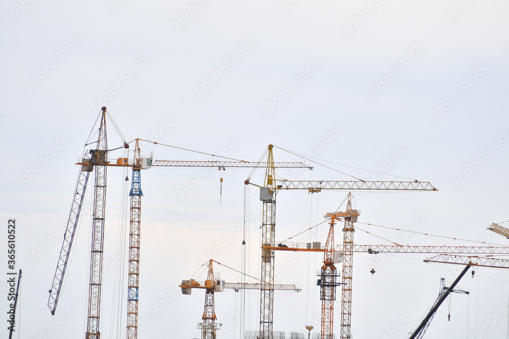 crane, construction, building, sky, industry, tower, cranes, site, development, blue, steel, architecture, tall, high, build, engineering, equipment, industrial, business, work, urban, structure, lift