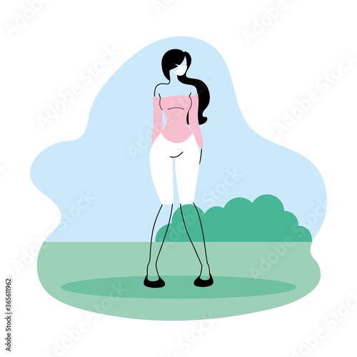 young woman with mask in the park