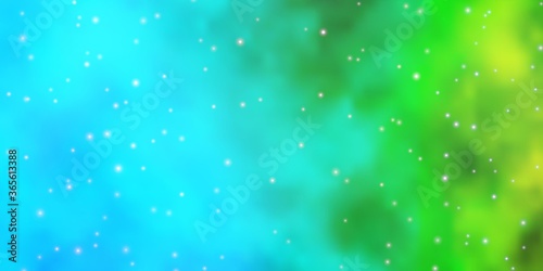 Light Blue, Green vector template with neon stars. Colorful illustration with abstract gradient stars. Theme for cell phones.