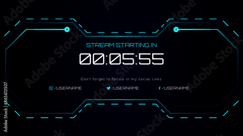 Abstract gaming stream starting screen background template
