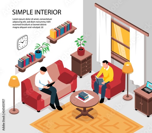 Room Interior Isometric Illustration 