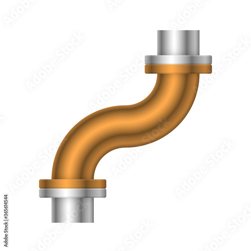 Pipe vector. Made from steel or metal connection by flange fitting fixing by screw and bolt. Part for pipeline construction to transportation oil and gas in industry, water in plumbing and irrigation.