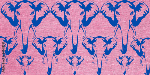 Photography seamless pattern with blue elephants designs for textile