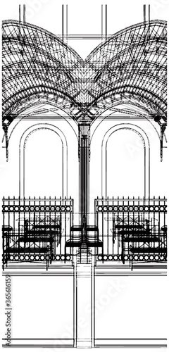 Abstract Constructions Gate And Eaves From Line Vector