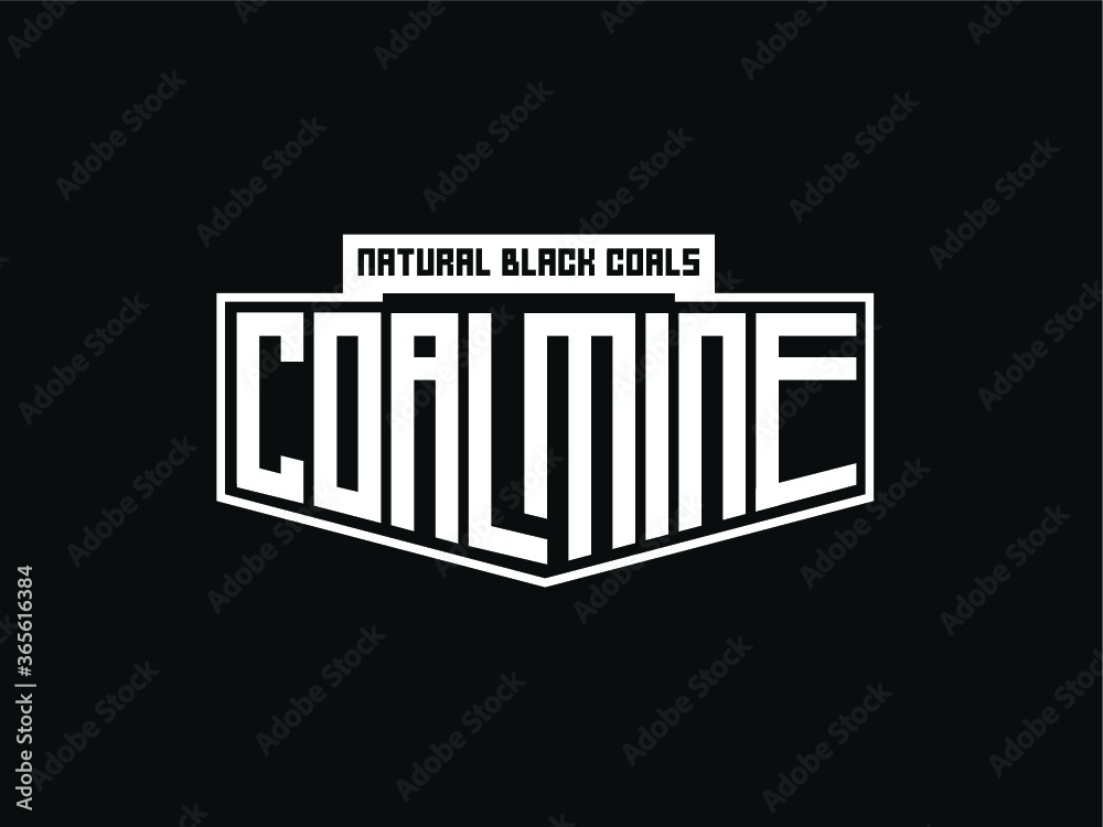 Fototapeta premium Coal mining logo with coal mine text and Coal mine icon
