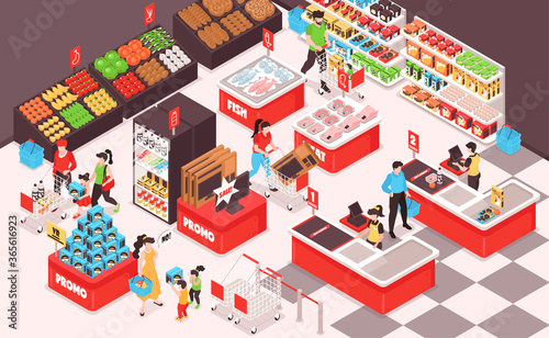 Supermarket Isometric Composition 