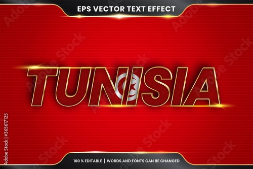 Editable text effect - Tunisia with its national country flag