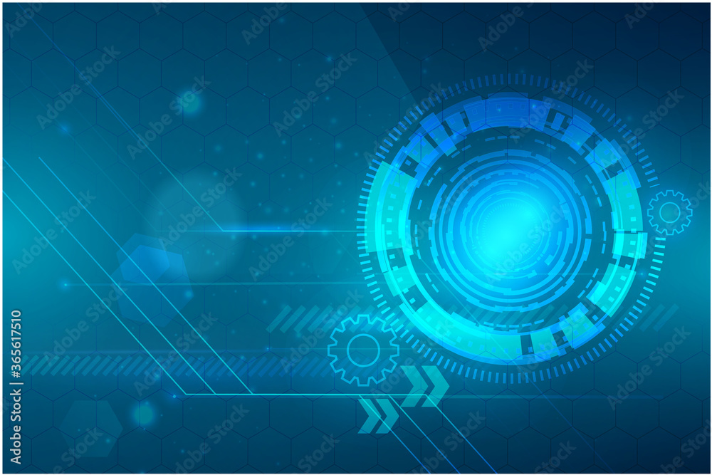 Vector illustration white gear wheel on circuit board, Hi-tech digital technology and engineering, digital telecoms technology concept, Abstract futuristic- technology on blue color background Vector illustration white gear wheel on circuit board, Hi-tech digital technology and engineering, digital telecoms technology concept, Abstract futuristic- technology on blue color background