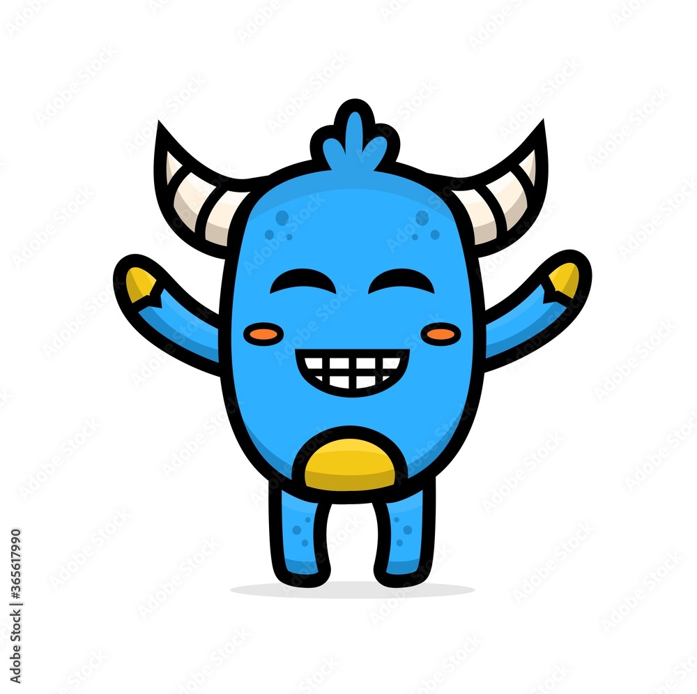 Fototapeta premium cartoon cute blue monster