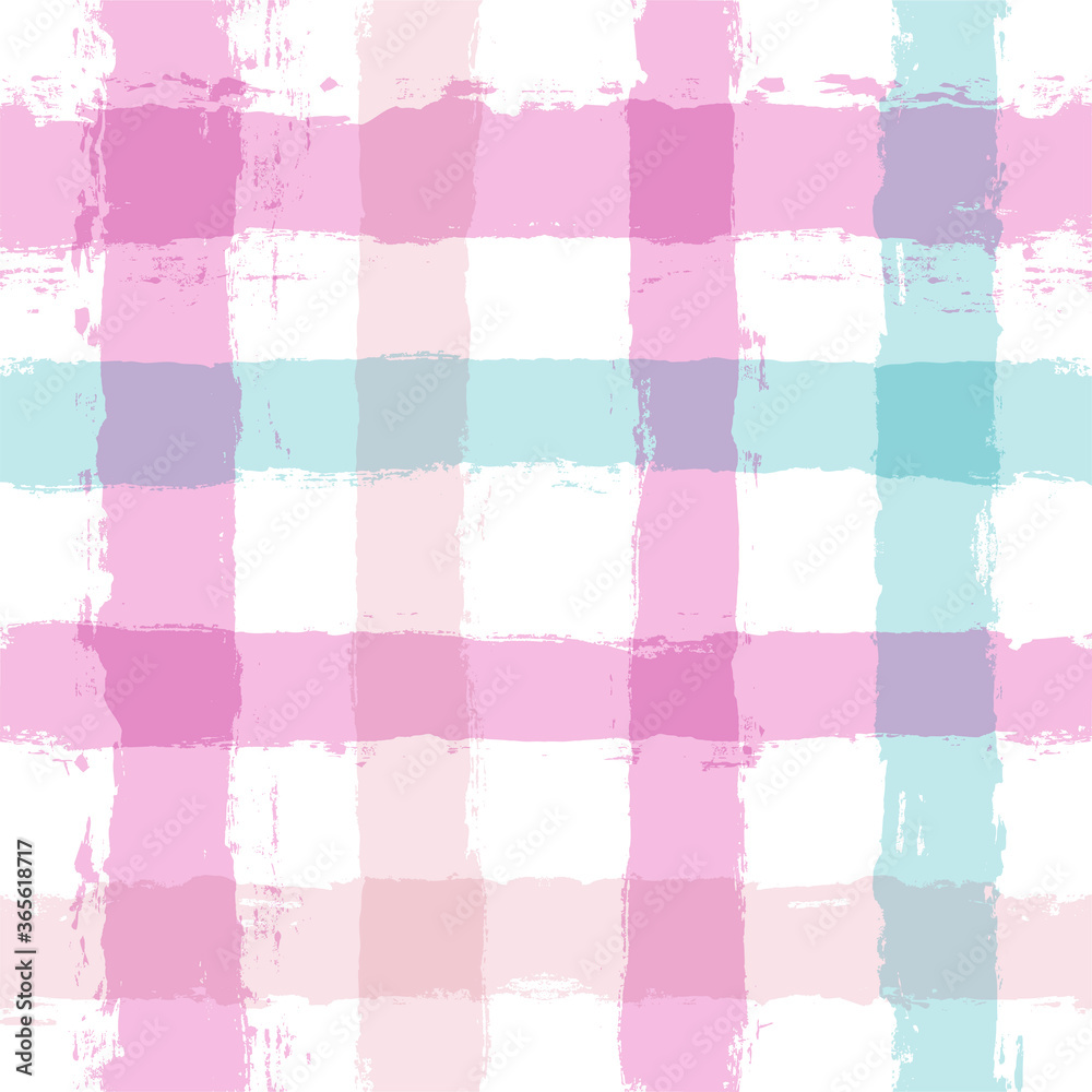Fototapeta premium Gingham seamless pattern. watercolor strokes texture for textile: shirts, plaid, tablecloths, clothes, blankets, paper, makeup. vector checkered summer print