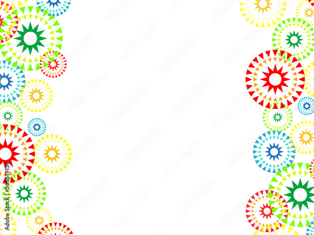 白背景の打ち上げ花火のイラスト カラフルでポップなデザイン 白背景の打ち上げ花火のイラスト カラフルでポップなデザイン