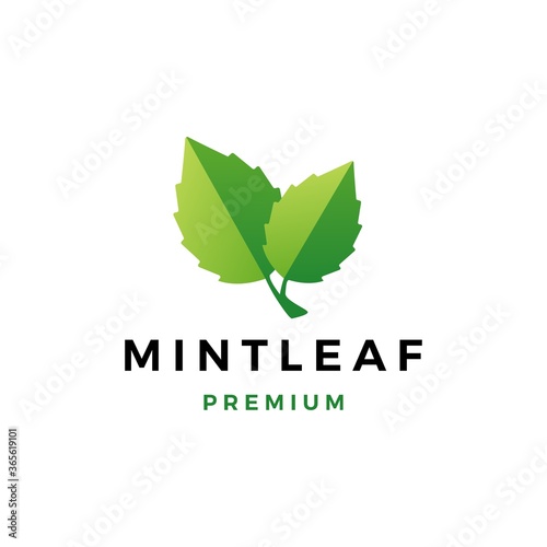 mint leaf logo vector icon illustration