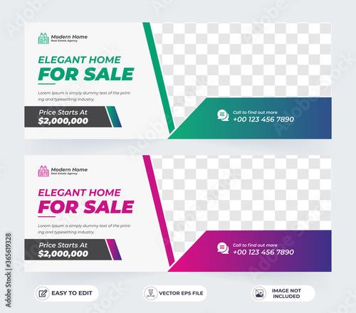 Real estate home rent sale social media post facebook cover page timeline web ad banner template design