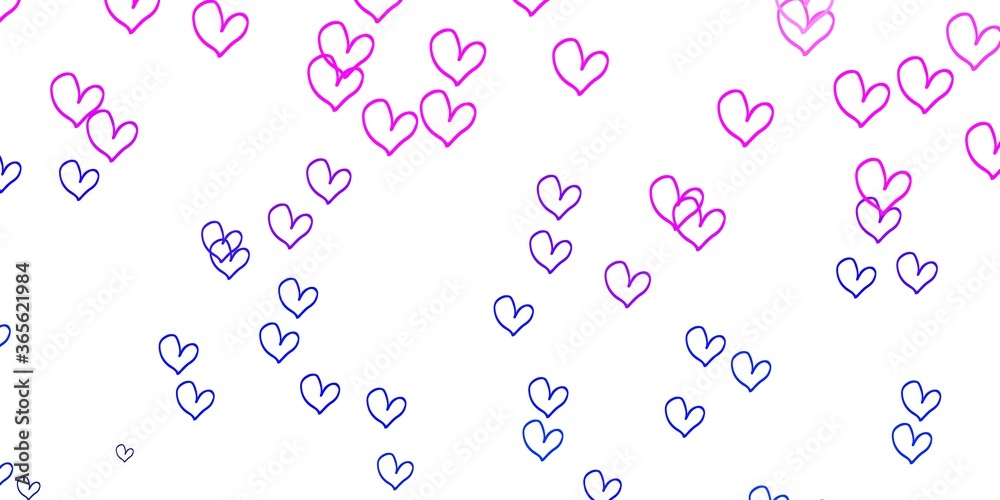 Light Pink, Blue vector backdrop with sweet hearts. Light Pink, Blue vector backdrop with sweet hearts.
