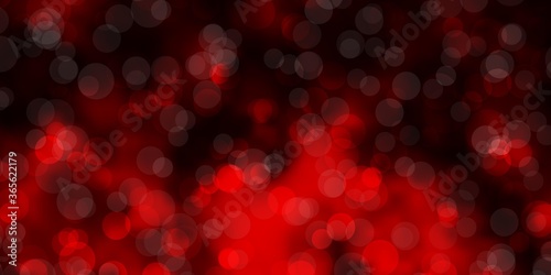 Dark Red vector backdrop with circles. Glitter abstract illustration with colorful drops. Pattern for booklets, leaflets.