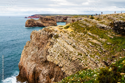 Aerial view of Cape Cabo St. Vincent. Europe's most South-western point, Sagres, Algarve, Portugal.