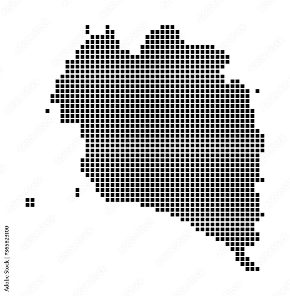 Ko Pha Ngan map. Map of Ko Pha Ngan in dotted style. Borders of the island filled with rectangles for your design. Vector illustration.