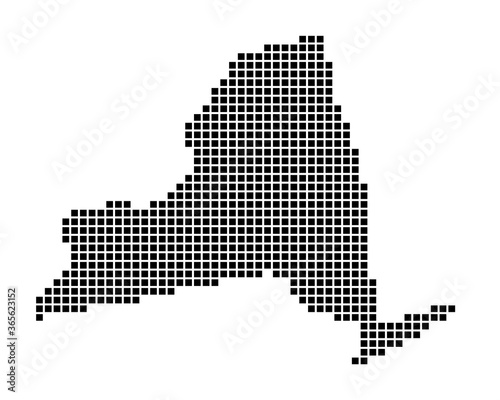 New York map. Map of New York in dotted style. Borders of the US state filled with rectangles for your design. Vector illustration.