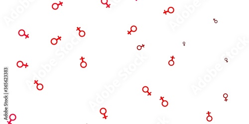 Light Pink vector texture with women's rights symbols.