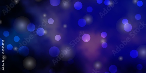 Dark Pink, Blue vector layout with circles, stars. Abstract design in gradient style with bubbles, stars. Pattern for wallpapers, curtains.