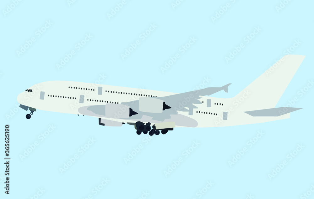 Obraz premium The white plane is a vector image Blue background 