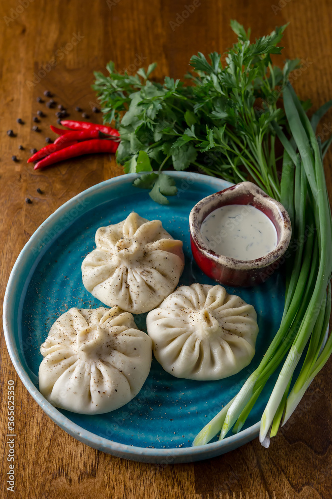Homemade dumplings with pepper and herbs Homemade dumplings with pepper and herbs
