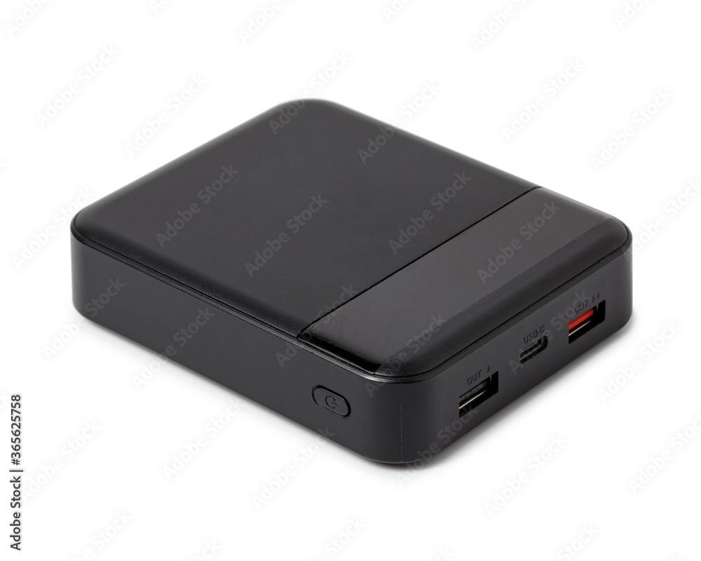 Power Bank isolated on a white background. External battery for charging smartphone. Power Bank isolated on a white background. External battery for charging smartphone.