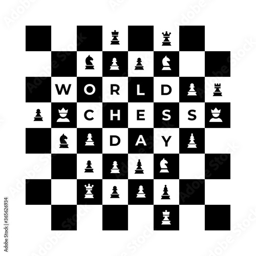 Vector illustration about International Chess Day. world chess day 20 july