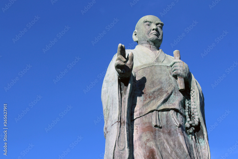 A statue of Zen monk at a Japanese temple in Nagasaki.