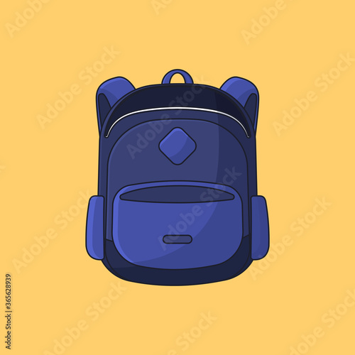 opened backpack school bag vector cartoon illustration