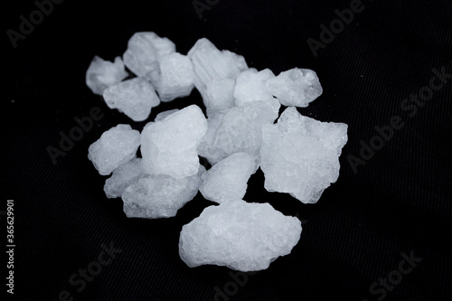 Potassium nitrate isolated on black background.