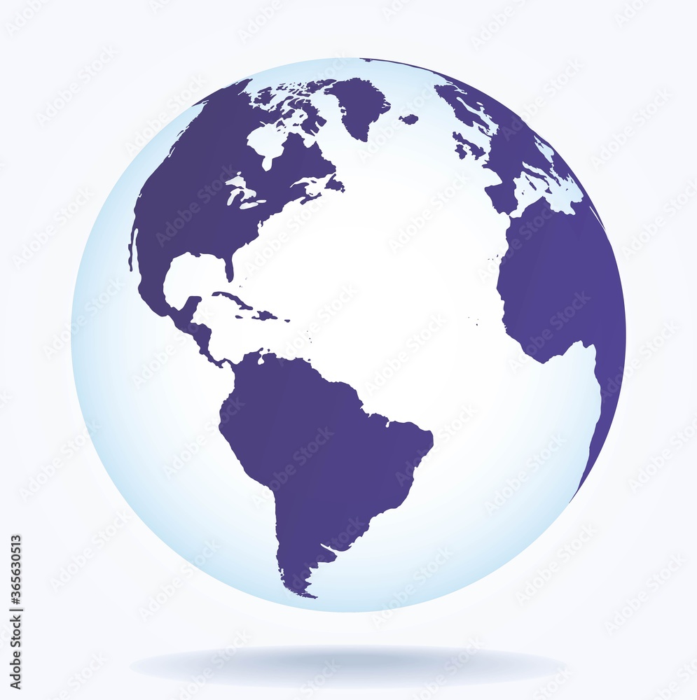 Obraz premium Earth hemispheres with continents, realistic world map in globe shape