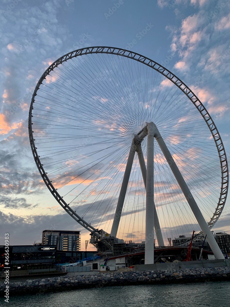 Giant Ferris wheel of Dubai along the harbour