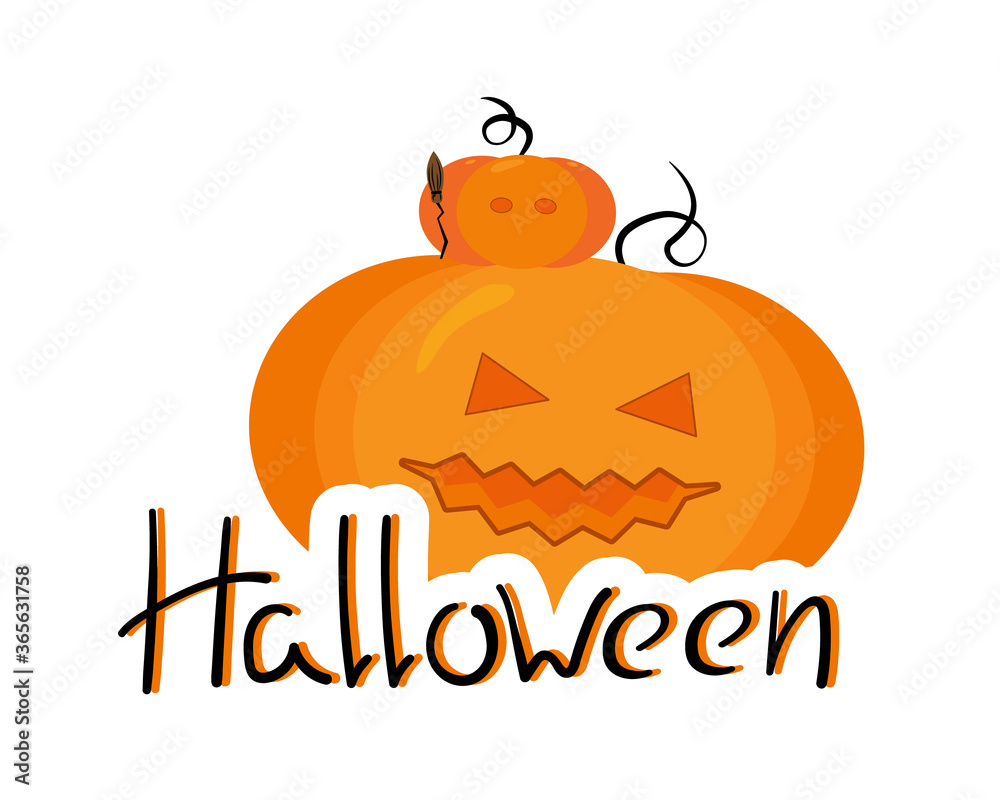 Naklejka premium Happy Halloween vector pumpkin. Vector illustration for your design