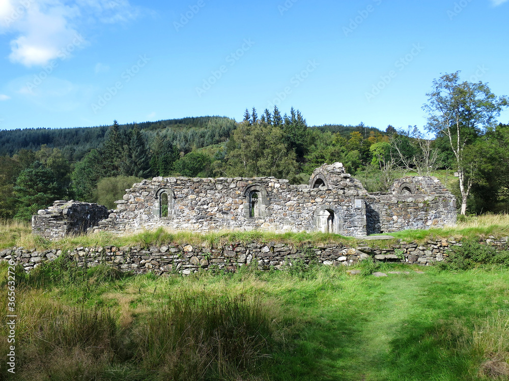 The ruins of St. Savior's Church in Glendalough, the early Medieval monastic settlement founded by St. Kevin in County Wicklow, IRELAND