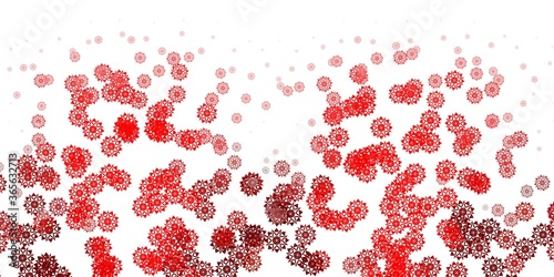 Light red, yellow vector background with christmas snowflakes.