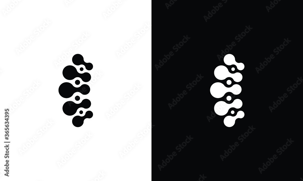 Vector human spine isolated silhouette illustration. Spine pain medical center, clinic, institute, rehabilitation, diagnostic, surgery logo element.
