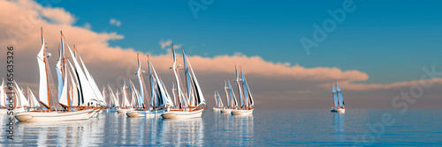 Fotobehang sailboat sailing in the sea