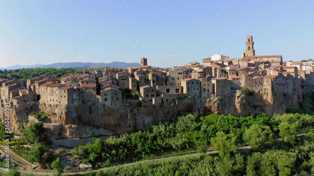 Arial view of Pitigliano in Tuscany Italy